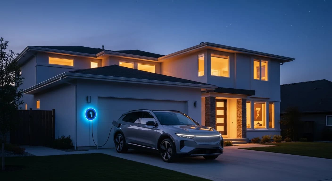 Electric vehicle providing backup power to a residential home through a bidirectional charger during a grid outage