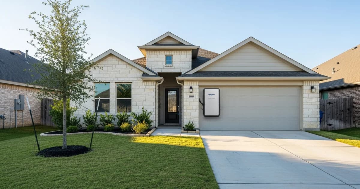 A modern Houston-area suburban home in daylight, representing battery backup as a resale feature