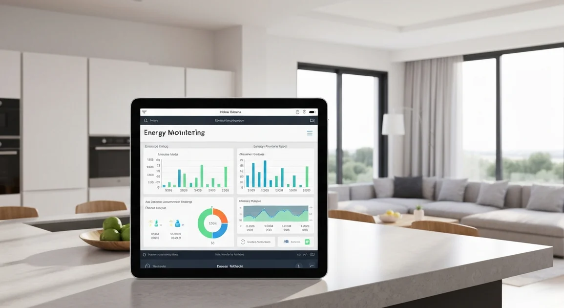 Smart home dashboard interface showing energy consumption and battery state of charge across connected devices.